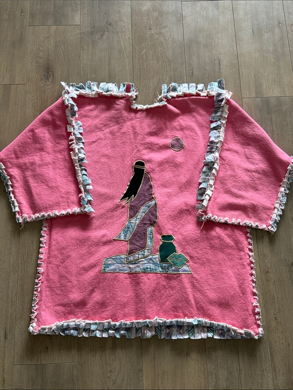 Women's Southwestern Handmade Patchwork Denim Open Front Jacket Size L Quilted - Picture 8 of 10